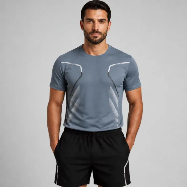 Men's Ice Silk Quick-Dry Sports Set – Breathable Short-Sleeve T-Shirt & Shorts Activewear